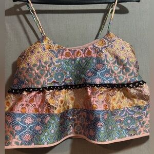 Cynthia Rowley cropped boho tank top size S